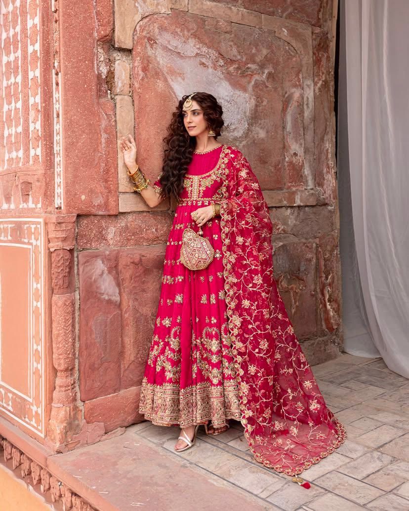 Anarkali Gown with Sequins, Zari & Thread Embroidery – Elegant Bridal Dupatta Set, Heavy Designer Ethnic Wear