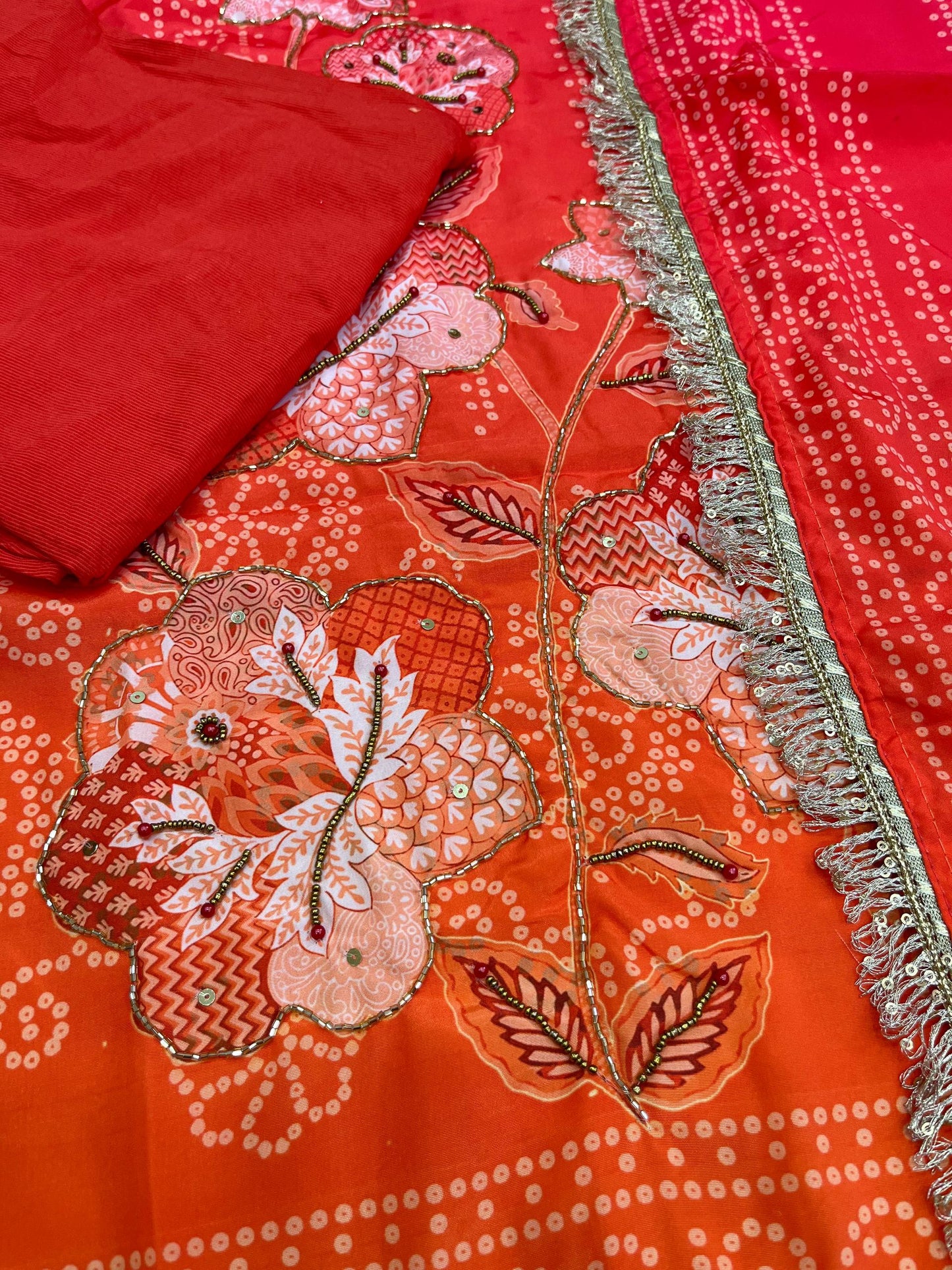 Premium Pure Softy Chinon Silk Kurti Set with Aari & Hand Work – 3-Piece Festive Wear
