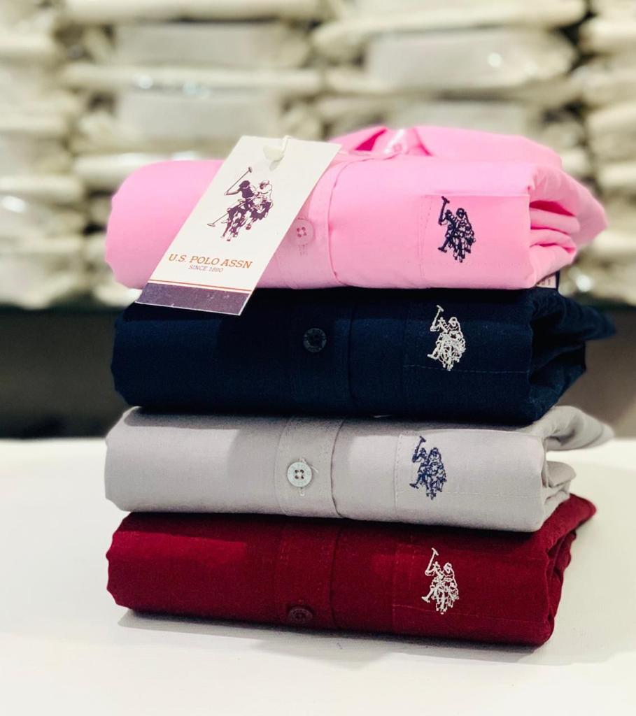Men’s Premium Cotton Embroidered Logo Shirt – US Polo Inspired, Full Sleeves, Regular Fit