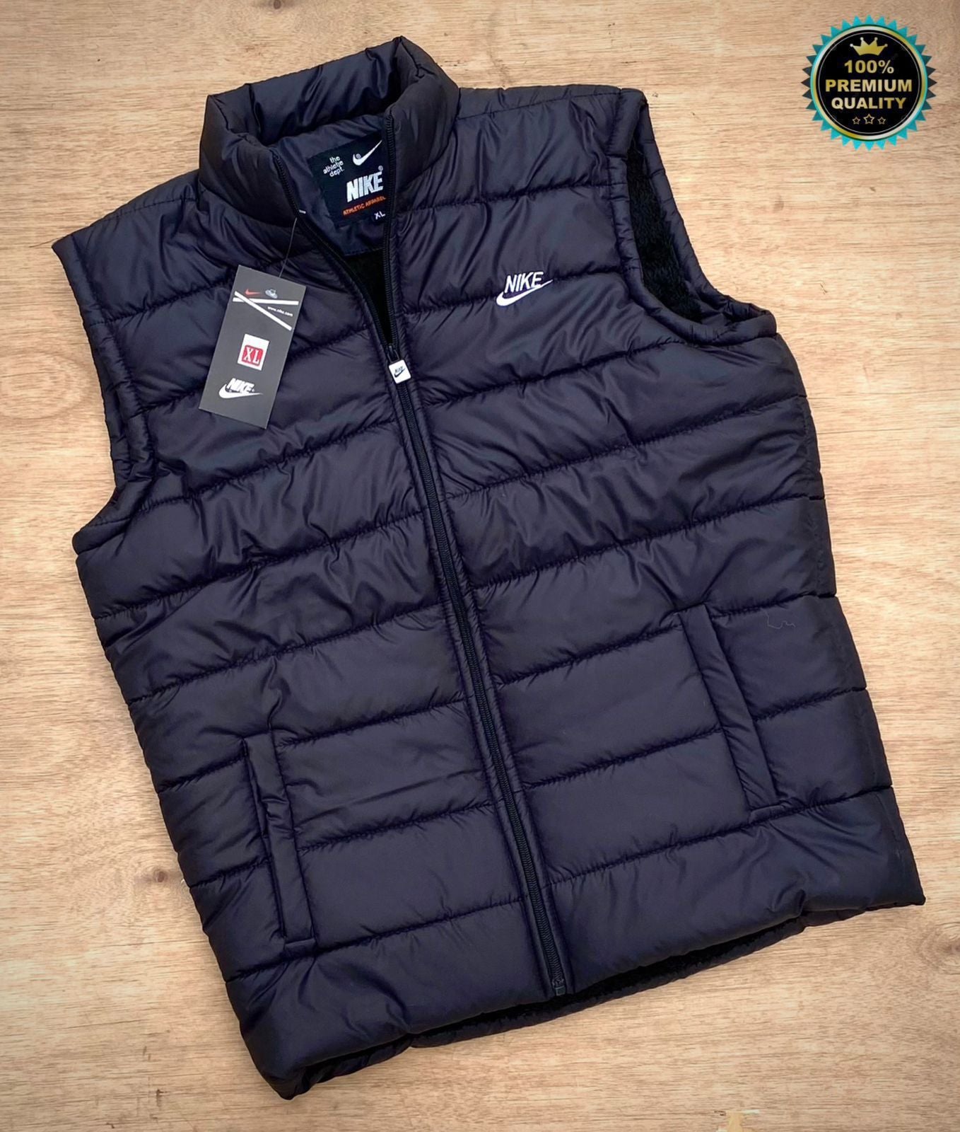 Nike Half Sleeves Winter Jacket – Warm Felt Lining, Heavy Fabric, Pockets