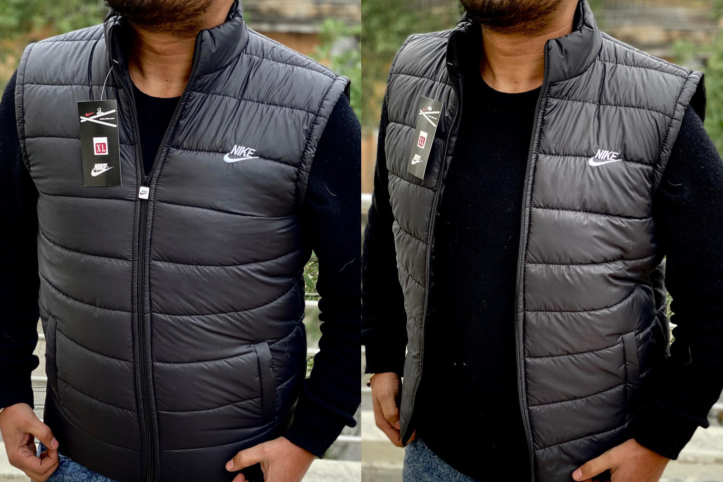 Nike Half Sleeves Winter Jacket – Warm Felt Lining, Heavy Fabric, Pockets