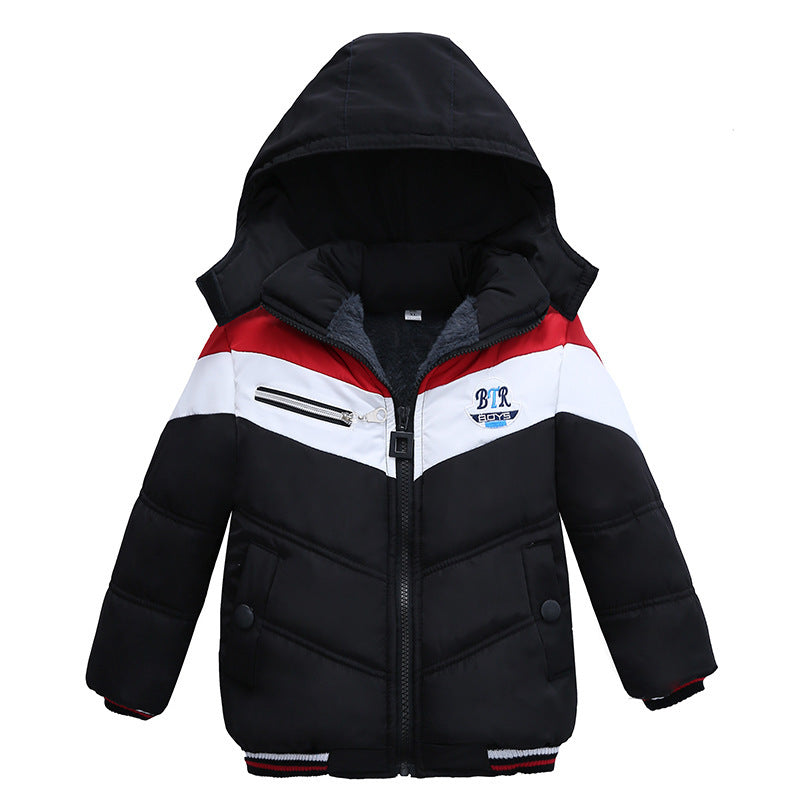 Long Sleeved Hooded Padded Jacket for Boys – Warm Winter Outerwear, Casual Kids Coat
