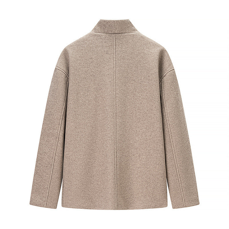 New Women’s Versatile Two-Tone Woolen Coat – Stylish Ins Lapel Single Breasted Winter Jacket