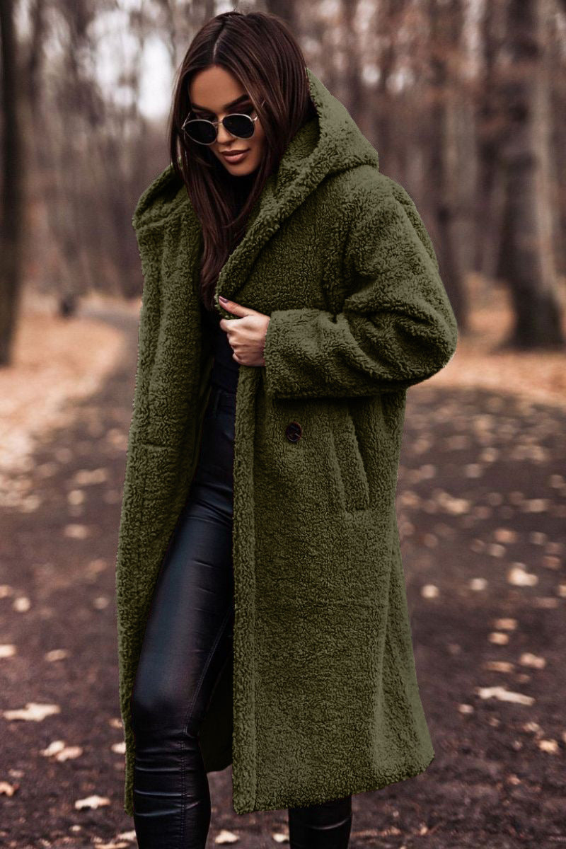 Autumn Winter Fashion Plush Long Teddy Coat – Women’s Elegant Warm Faux Fleece Jacket, Stylish Outwear