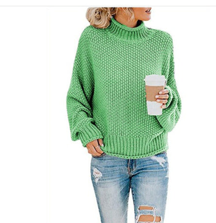 Women’s Cozy Solid Turtleneck Sweater – Winter Casual Chic Knitted Long Sleeve Pullover Top