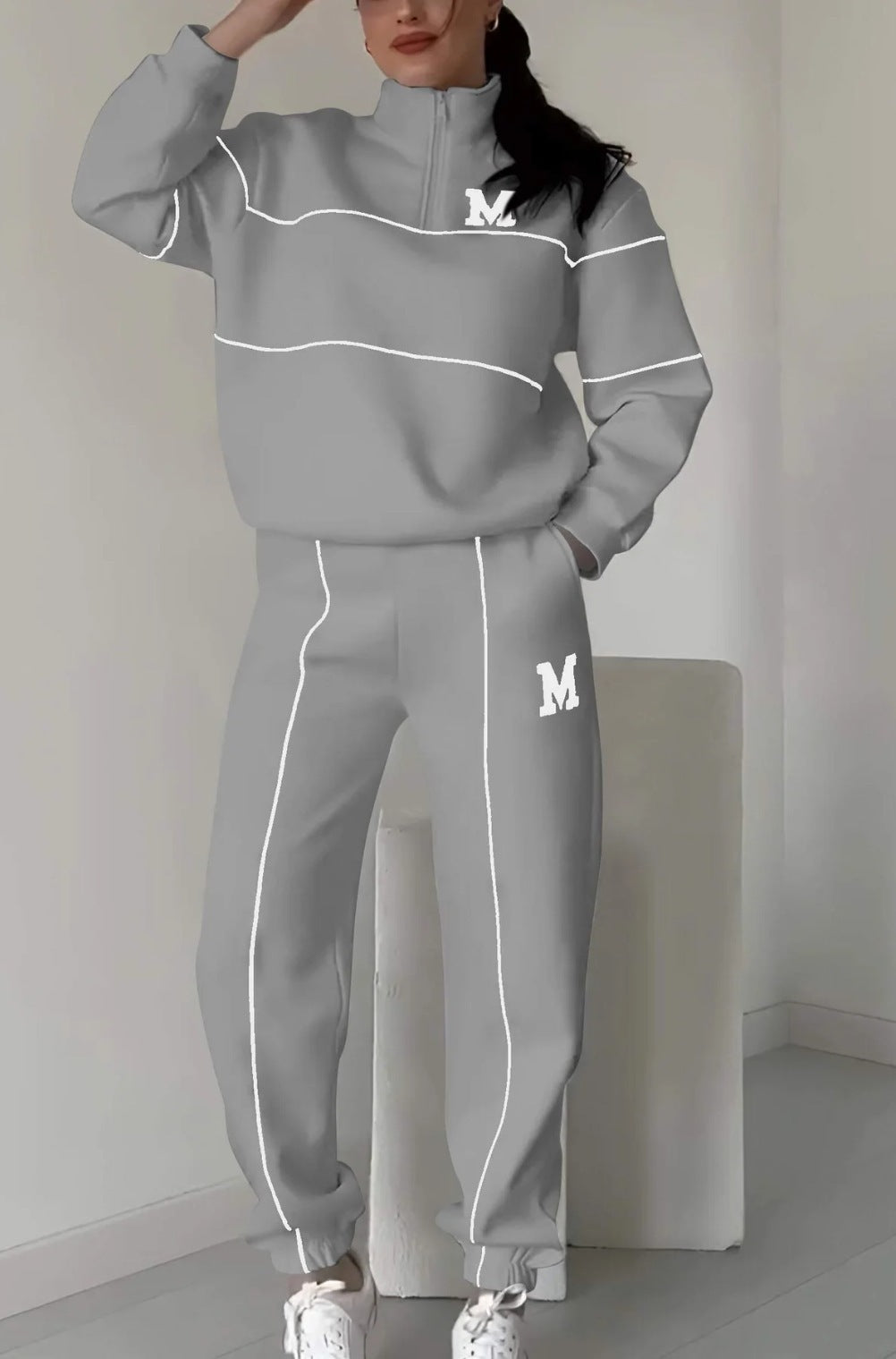 Women’s Comfy 2-Piece Lounge Set – Oversized Sweatshirt & Baggy Sweatpants, Soft Casual Relaxed Fit Outfit