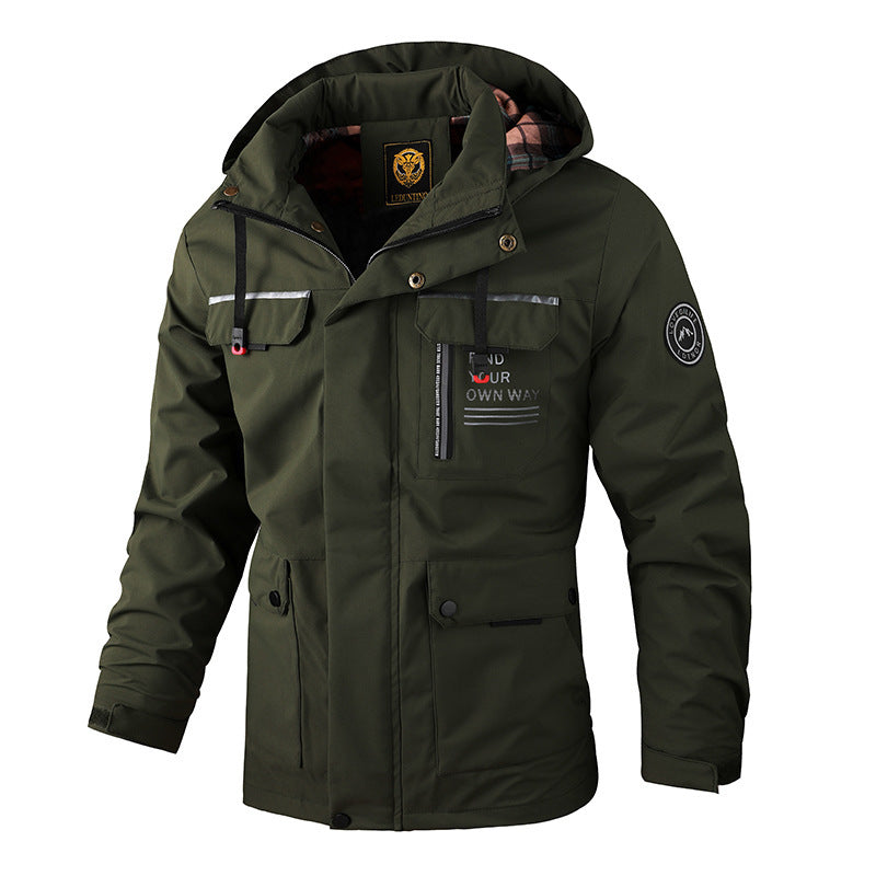 Men’s Waterproof Hooded Windbreaker Jacket – Outdoor Soft Shell Winter Coat, Warm Thick Casual Fashion, Comfortable Long Sleeve Top
