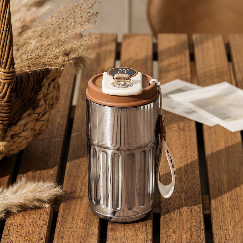 Smart Digital Thermal Stainless Steel Bottle – Portable Insulated Coffee Mug, Vacuum Flasks 450ml Keep Hot & Cold, In-Car Travel Cup