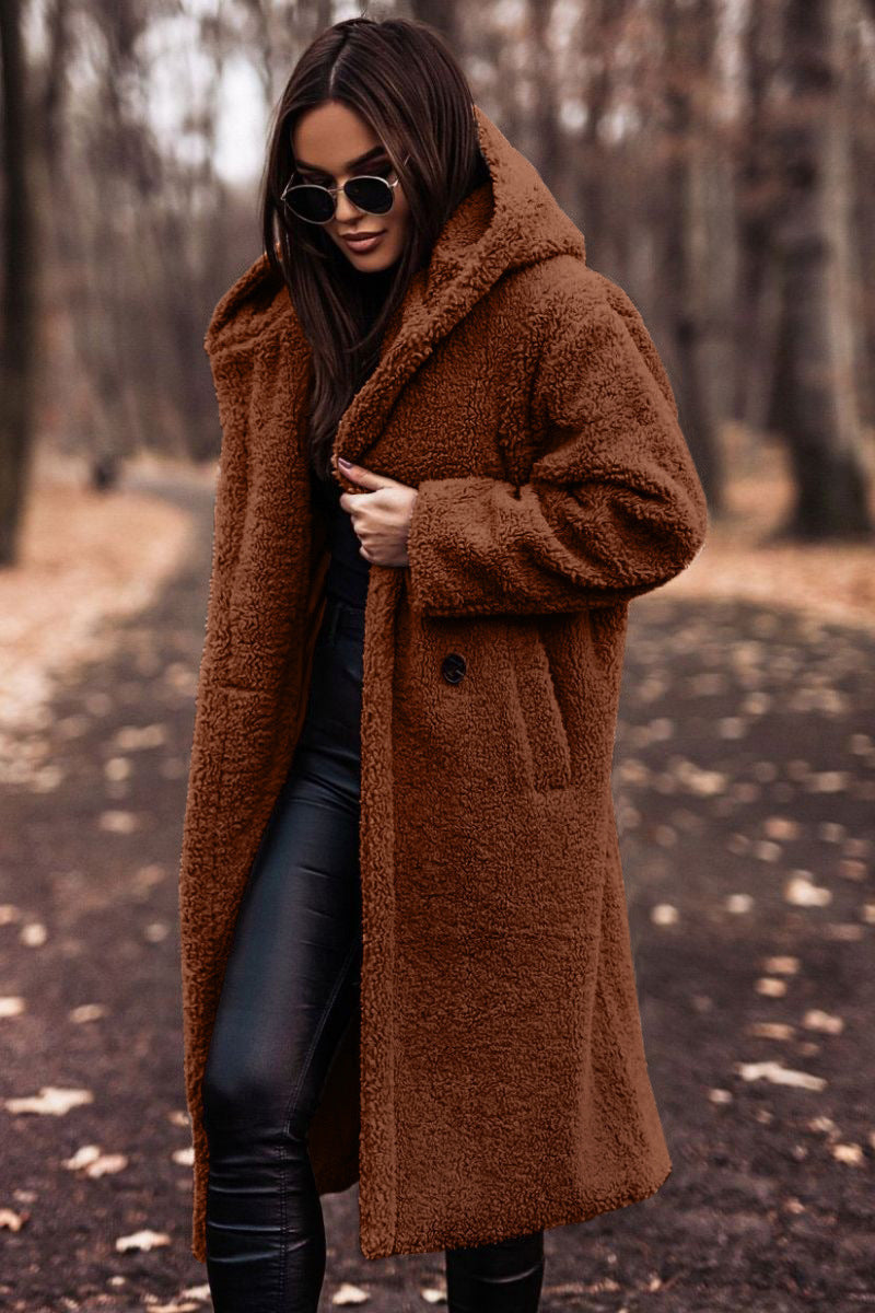 Autumn Winter Fashion Plush Long Teddy Coat – Women’s Elegant Warm Faux Fleece Jacket, Stylish Outwear