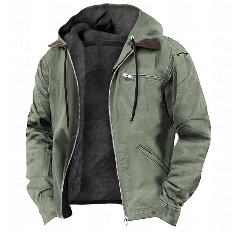Winter Hooded Fleece Coat with Pockets – Warm Fashion Zip-Up Jacket, Casual Men's Outerwear