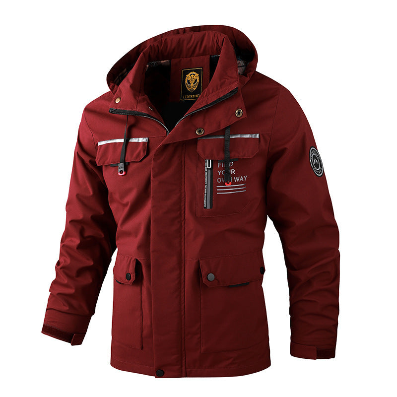 Men’s Waterproof Hooded Windbreaker Jacket – Outdoor Soft Shell Winter Coat, Warm Thick Casual Fashion, Comfortable Long Sleeve Top