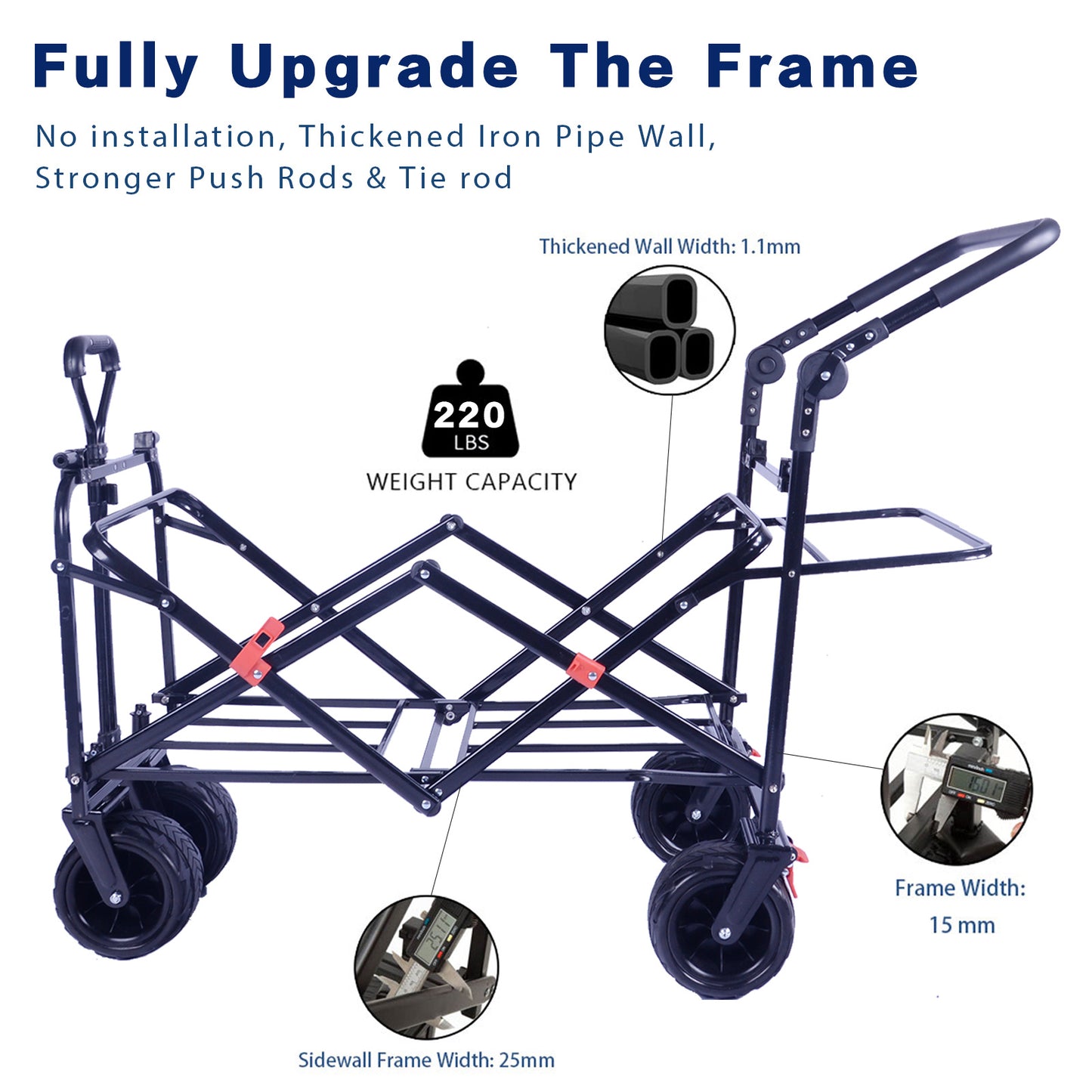 Collapsible 140L Folding Wagon Cart with Canopy & Cooler Bag – All-Terrain Wheels, Camping & Beach Wagon