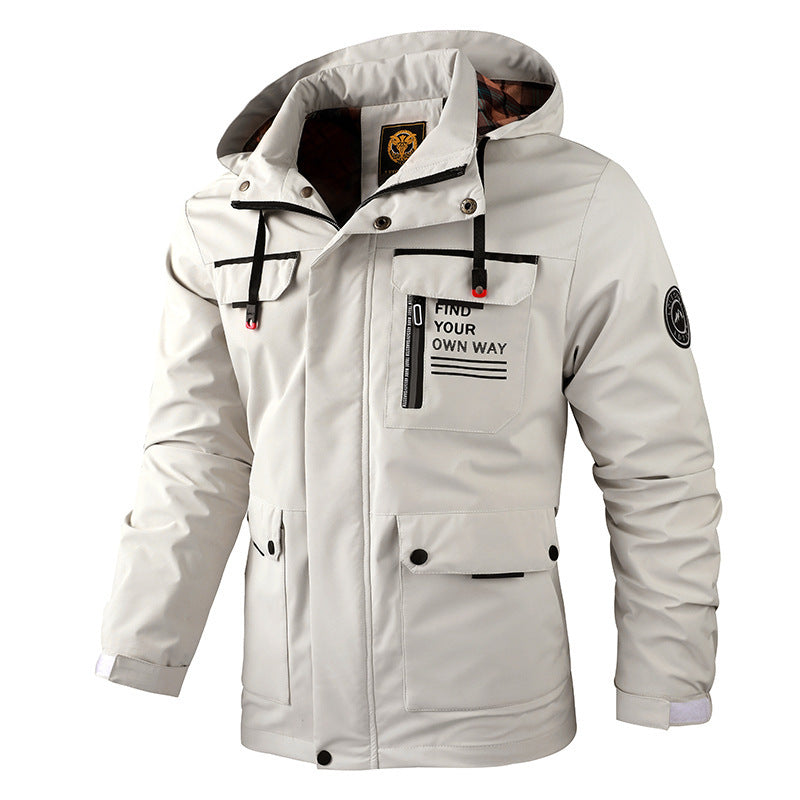 Men’s Waterproof Hooded Windbreaker Jacket – Outdoor Soft Shell Winter Coat, Warm Thick Casual Fashion, Comfortable Long Sleeve Top
