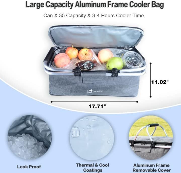 Collapsible 140L Folding Wagon Cart with Canopy & Cooler Bag – All-Terrain Wheels, Camping & Beach Wagon