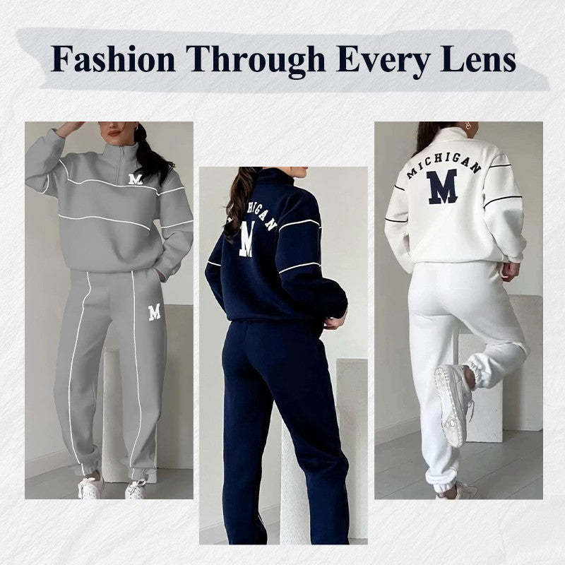 Women’s Comfy 2-Piece Lounge Set – Oversized Sweatshirt & Baggy Sweatpants, Soft Casual Relaxed Fit Outfit