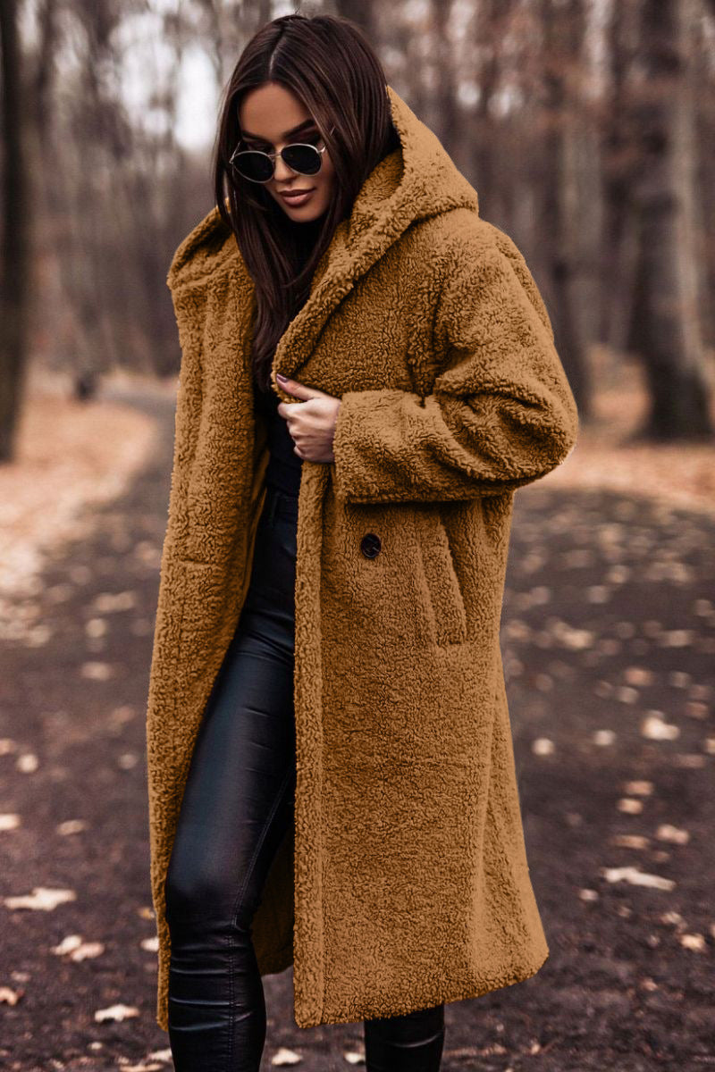 Autumn Winter Fashion Plush Long Teddy Coat – Women’s Elegant Warm Faux Fleece Jacket, Stylish Outwear