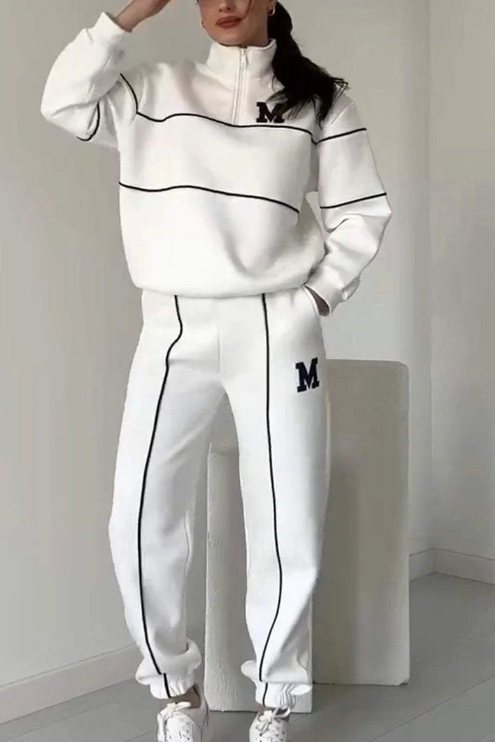 Women’s Comfy 2-Piece Lounge Set – Oversized Sweatshirt & Baggy Sweatpants, Soft Casual Relaxed Fit Outfit