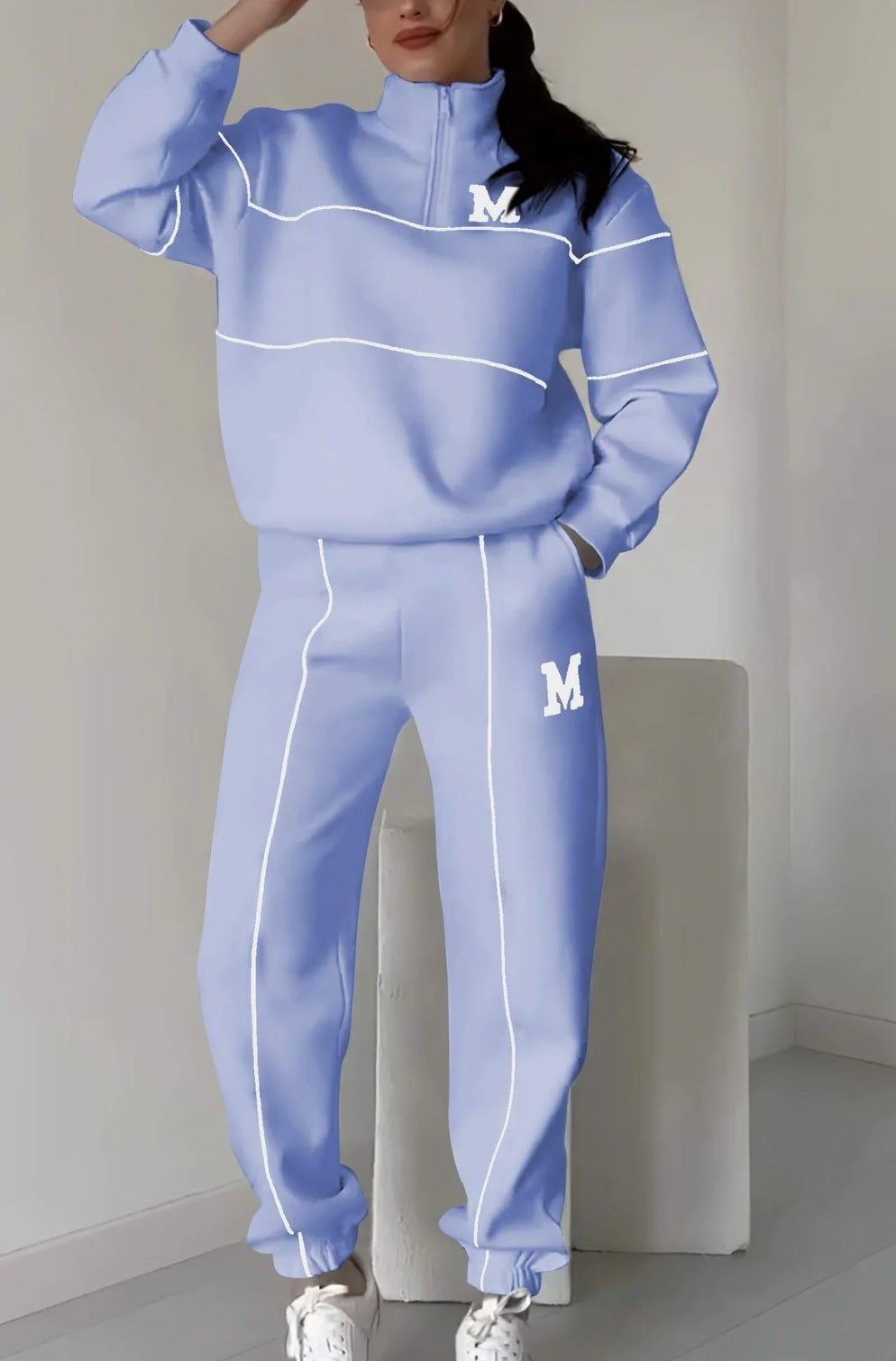 Women’s Comfy 2-Piece Lounge Set – Oversized Sweatshirt & Baggy Sweatpants, Soft Casual Relaxed Fit Outfit