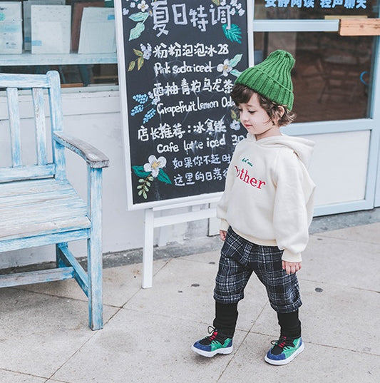 Boys Plus Velvet Hooded Sweater – Thick Autumn & Winter Shirt for Babies (1-3 Years)