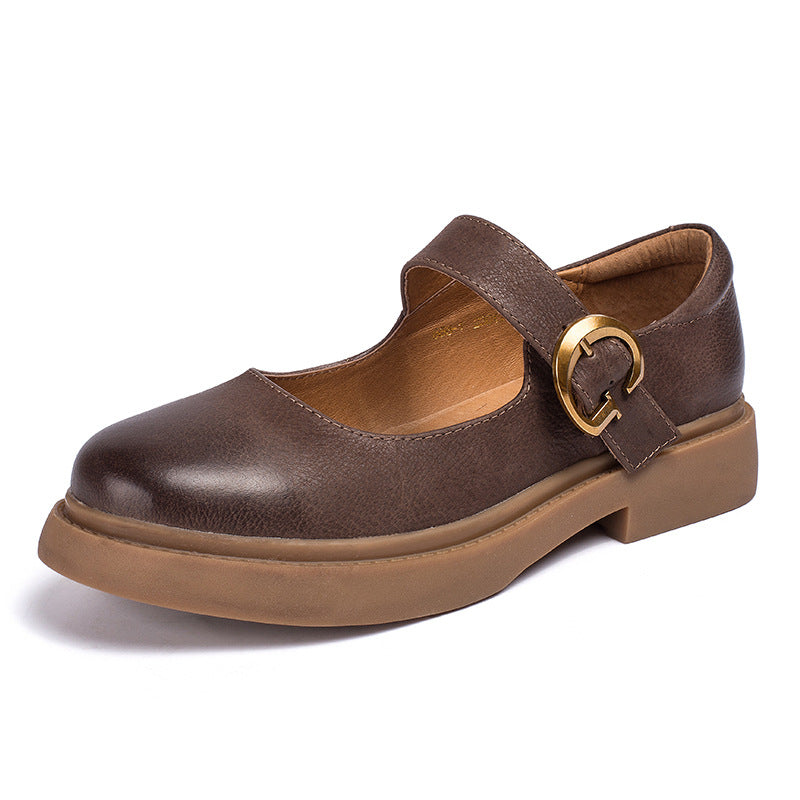 Vintage Mary Jane Women’s Small Leather Shoes with Buckle
