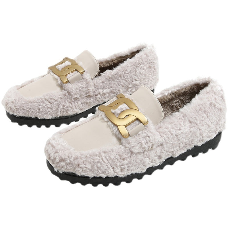 Women’s Thick Soled Ladybird Cotton Shoes – New Autumn Winter Style, Warm Slip-On Casual Flats