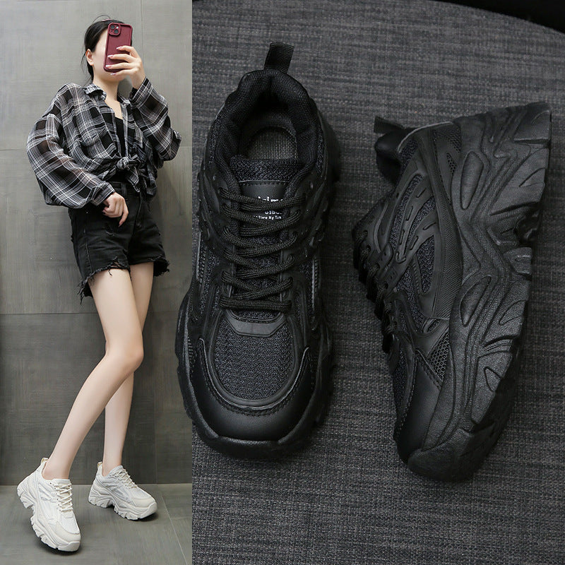 Women’s Thick Bottom Breathable White Sneakers – Air Mesh Platform Casual Shoes