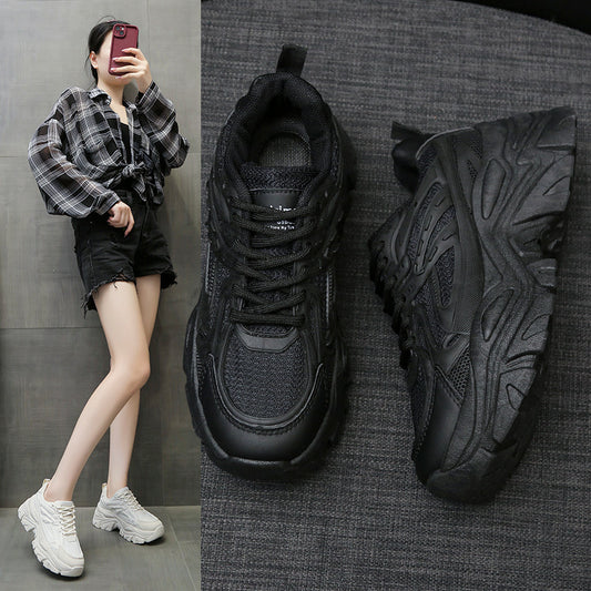 Women’s Thick Bottom Breathable White Sneakers – Air Mesh Platform Casual Shoes