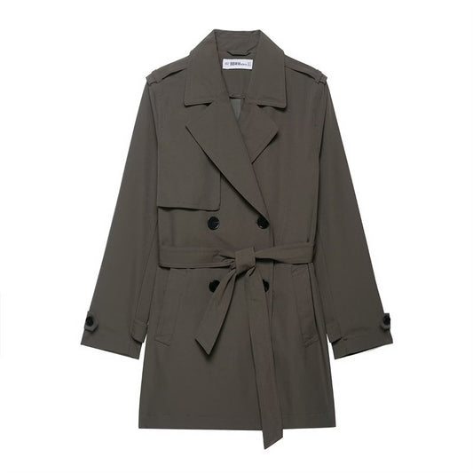 Women’s Hydrophobic Windproof Double Breasted Trench Coat – Elegant Water-Repellent Long Outerwear
