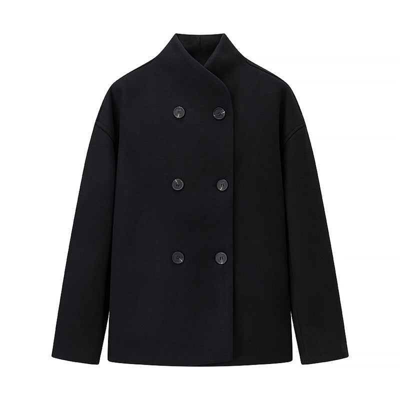 New Women’s Versatile Two-Tone Woolen Coat – Stylish Ins Lapel Single Breasted Winter Jacket