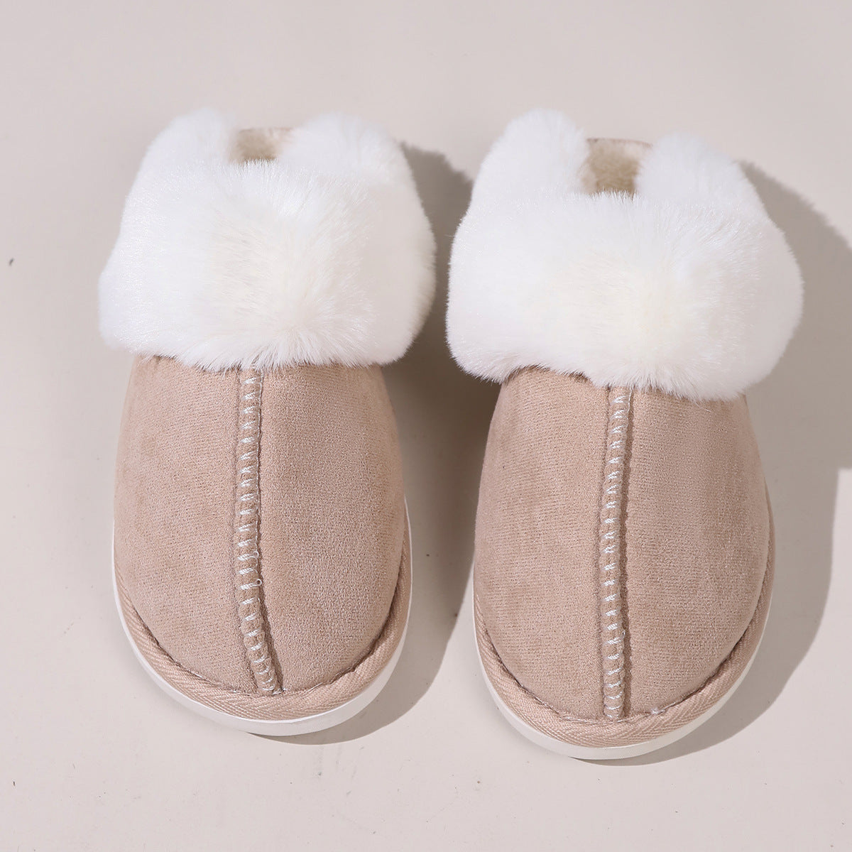 Fleece-lined Cotton Slippers – Autumn Winter Indoor Home Warm Fur Toe Cap Shoes