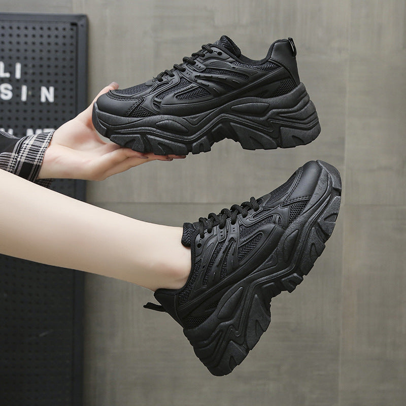 Women’s Thick Bottom Breathable White Sneakers – Air Mesh Platform Casual Shoes