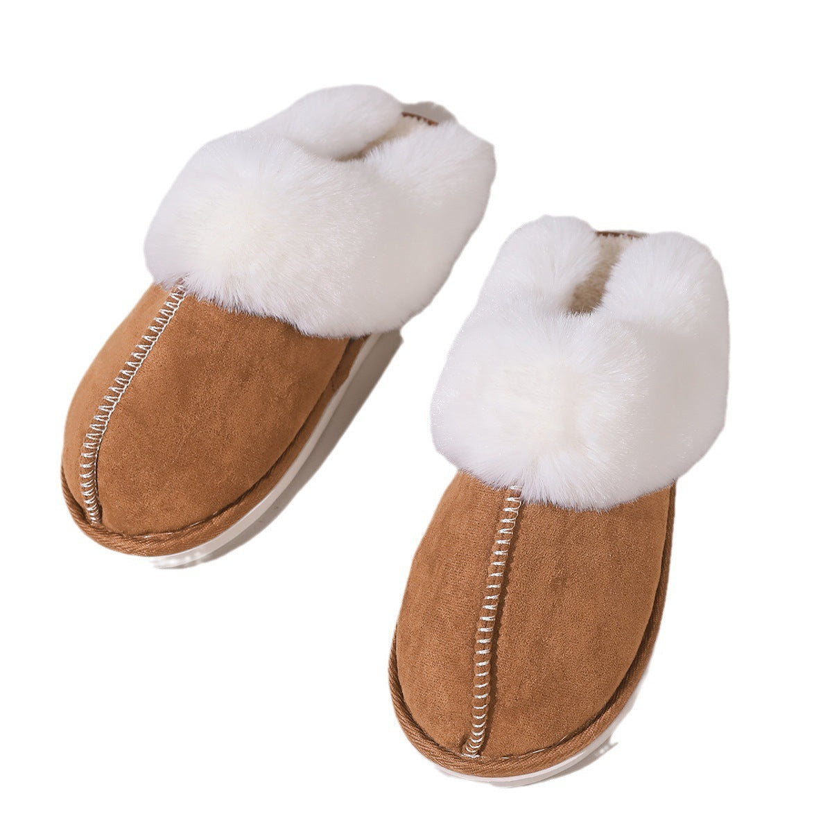 Fleece-lined Cotton Slippers – Autumn Winter Indoor Home Warm Fur Toe Cap Shoes