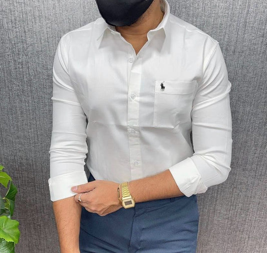 Men’s Premium Cotton Embroidered Logo Shirt – US Polo Inspired, Full Sleeves, Regular Fit