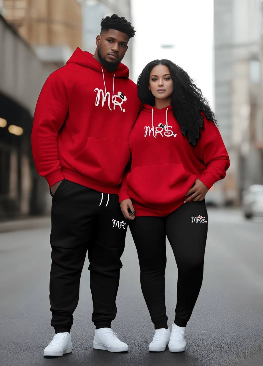 Couple “MR & MRS” Hoodie + Lower Winter Tracksuit | Premium Fleece Cotton | Matching Outfit for Him & Her