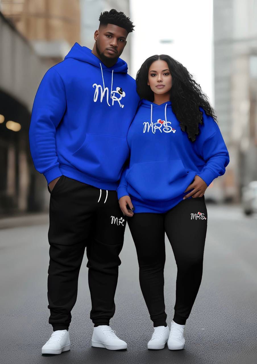 Couple “MR & MRS” Hoodie + Lower Winter Tracksuit | Premium Fleece Cotton | Matching Outfit for Him & Her