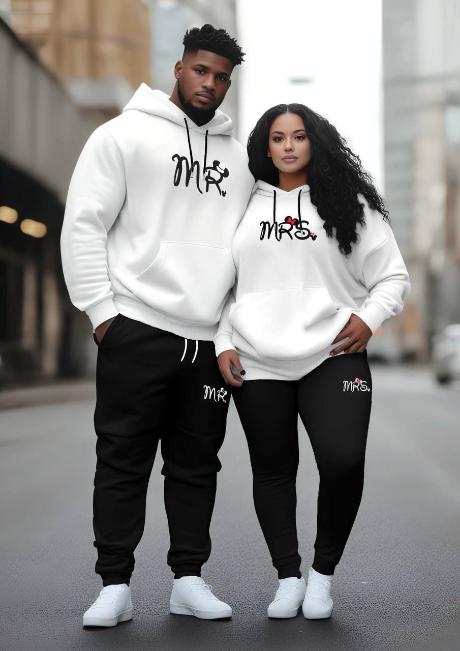 Couple “MR & MRS” Hoodie + Lower Winter Tracksuit | Premium Fleece Cotton | Matching Outfit for Him & Her