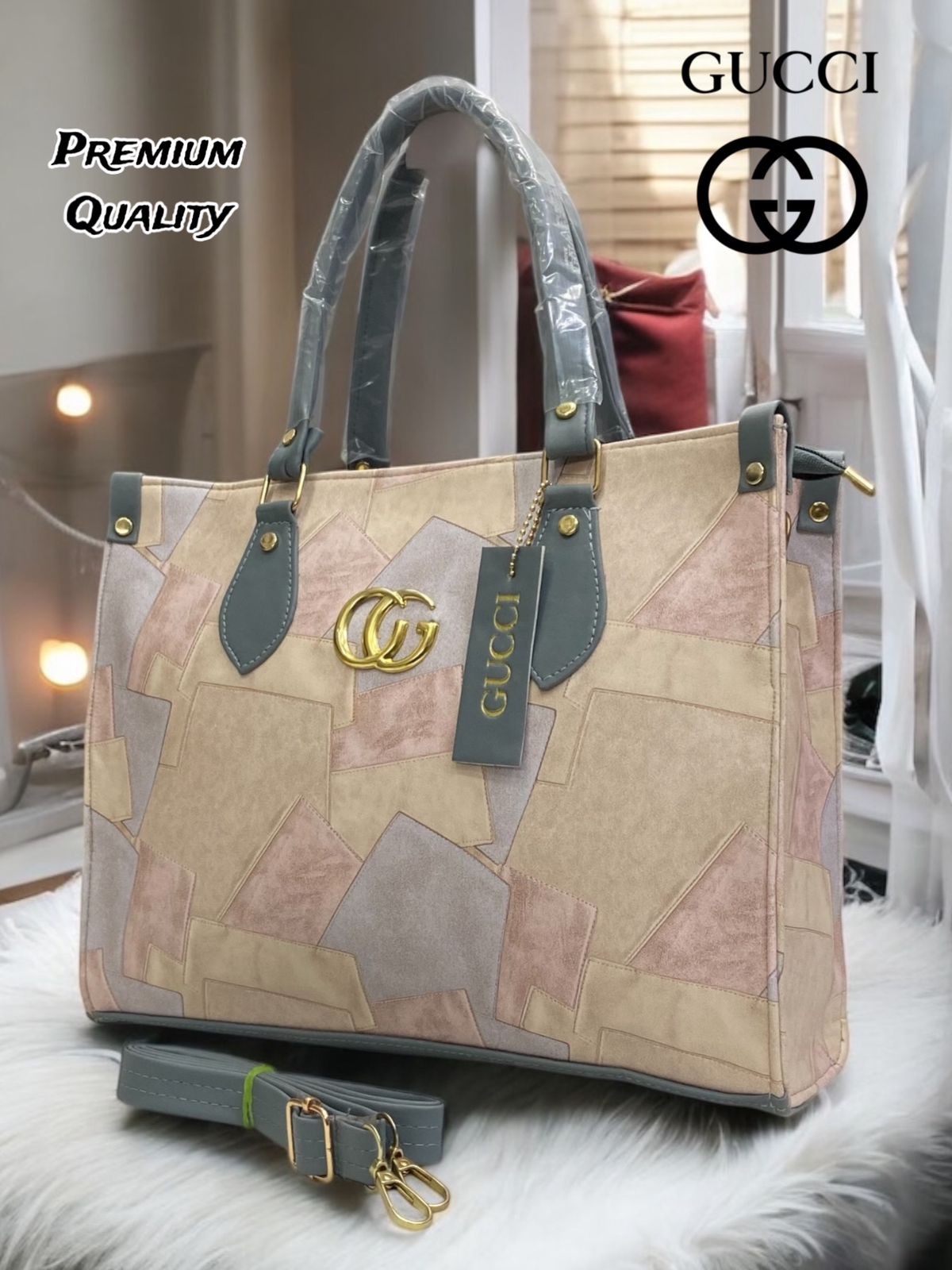 Gucci PU Leather Tote Bag for Women – Premium Quality Handbag with Adjustable Belt & Laptop Compartment | New Arrival