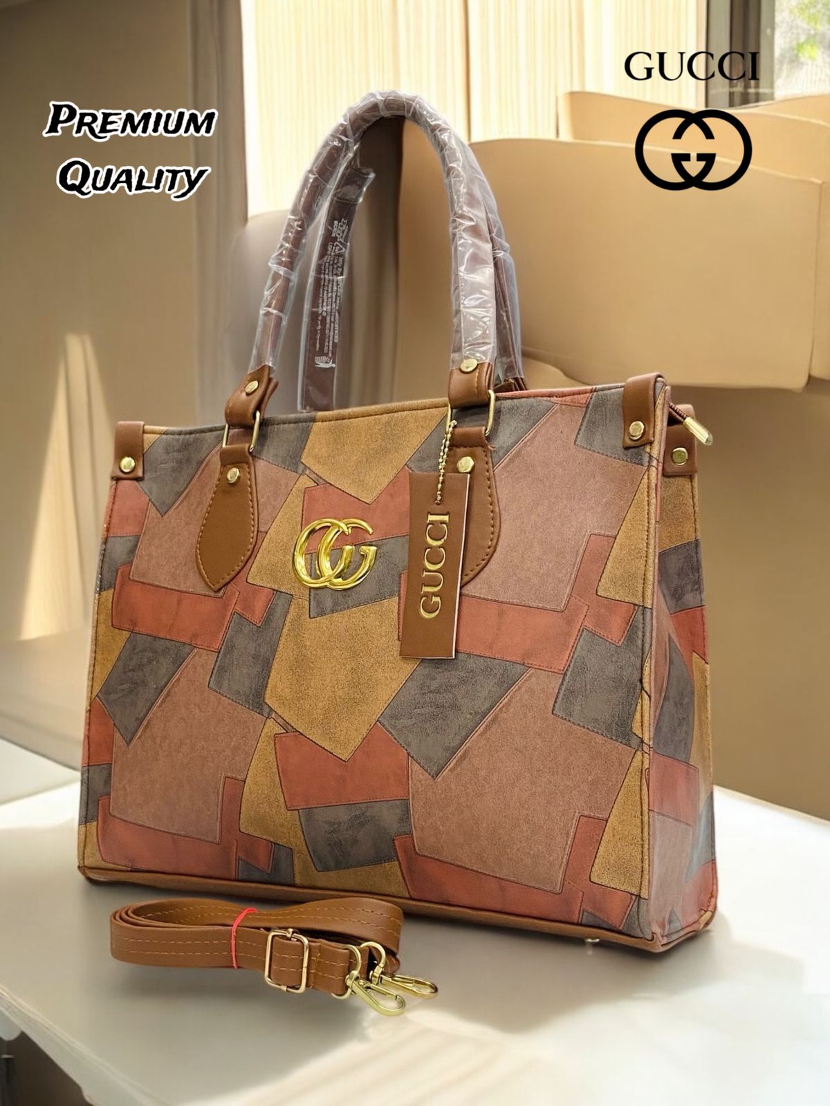 Gucci PU Leather Tote Bag for Women – Premium Quality Handbag with Adjustable Belt & Laptop Compartment | New Arrival