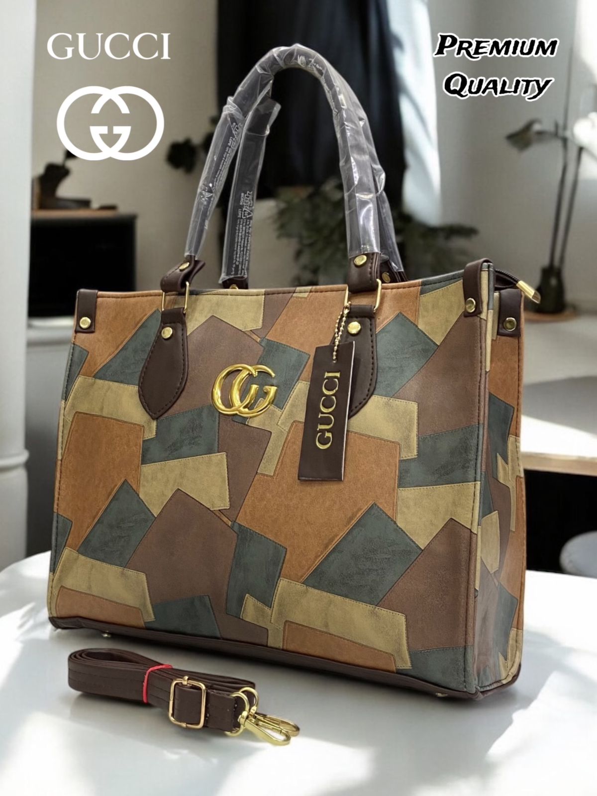 Gucci PU Leather Tote Bag for Women – Premium Quality Handbag with Adjustable Belt & Laptop Compartment | New Arrival