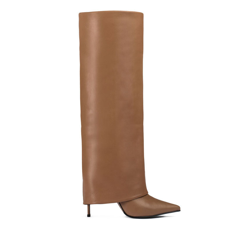 Plus Size Stiletto Heel Pointed Toe Pantyhose Boots – High Leg Slim Fit Fashion Boots