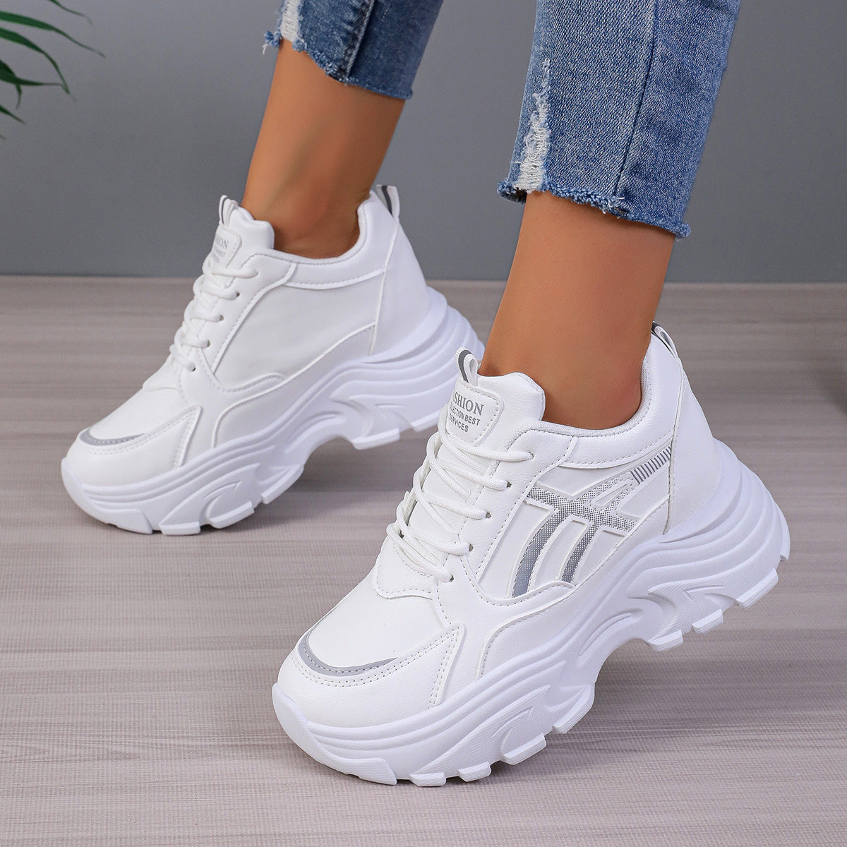 Women’s Platform Lightweight Dad Shoes – Fashion Wedge Sneakers