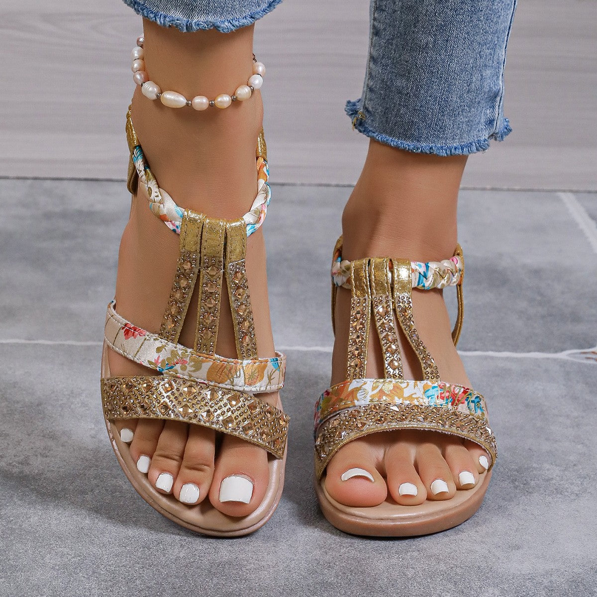 Bohemian Wedge Peep Toe Sandals – Women’s Fashion Slip-on Elastic Summer Shoes