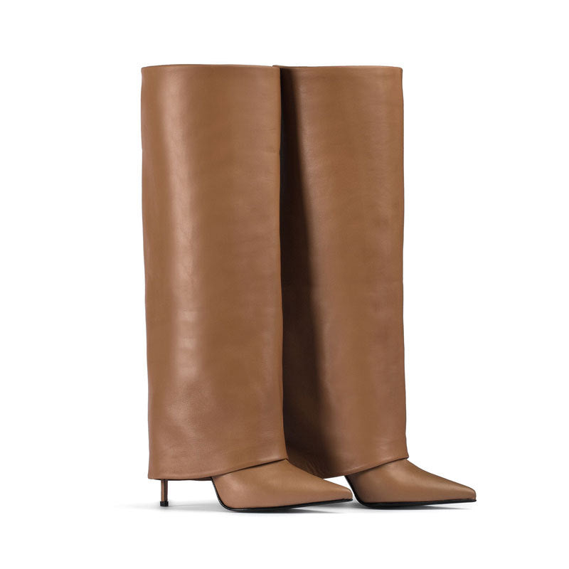 Plus Size Stiletto Heel Pointed Toe Pantyhose Boots – High Leg Slim Fit Fashion Boots