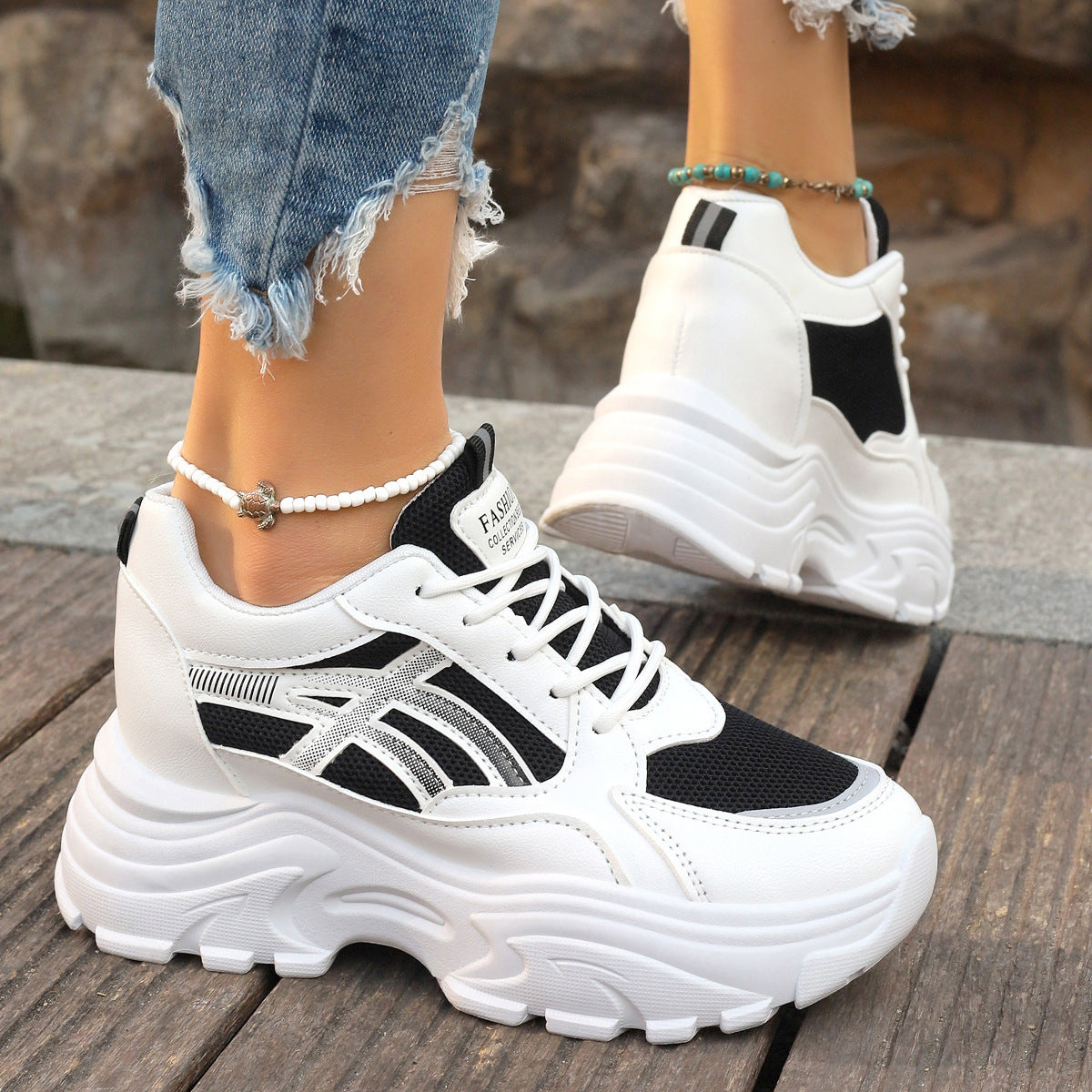 Women’s Platform Lightweight Dad Shoes – Fashion Wedge Sneakers