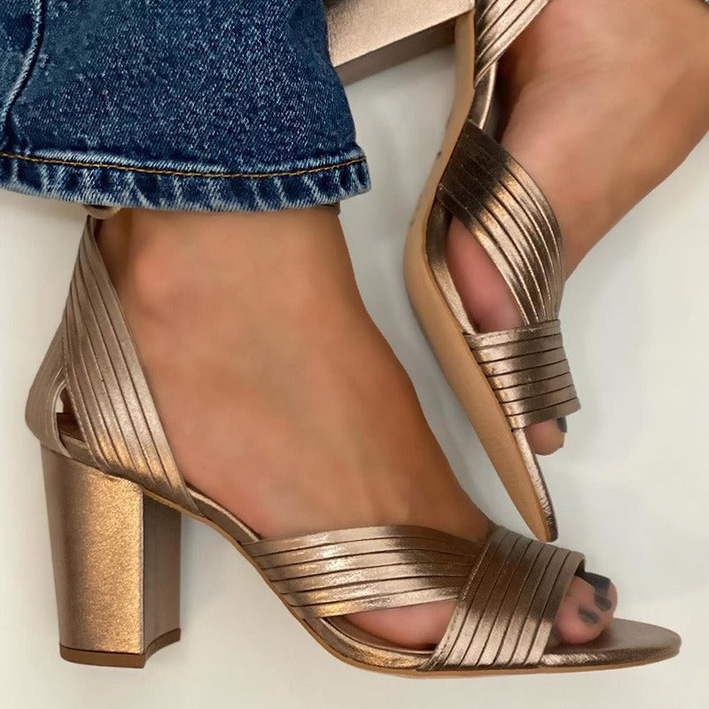 Summer Fashion High Heel Round Toe Women’s Shoes – Large Size Open Toe Breathable Sandals