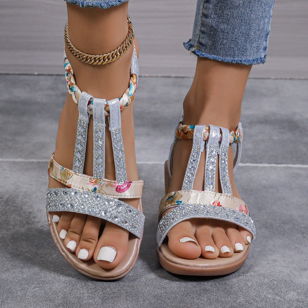 Bohemian Wedge Peep Toe Sandals – Women’s Fashion Slip-on Elastic Summer Shoes