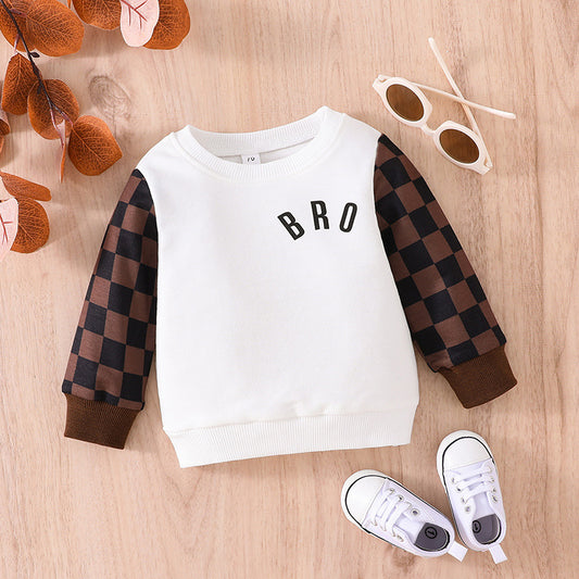 Infants & Toddlers Fall Long-Sleeved Plaid Sweatshirt – Fashion Top for Baby & Kids