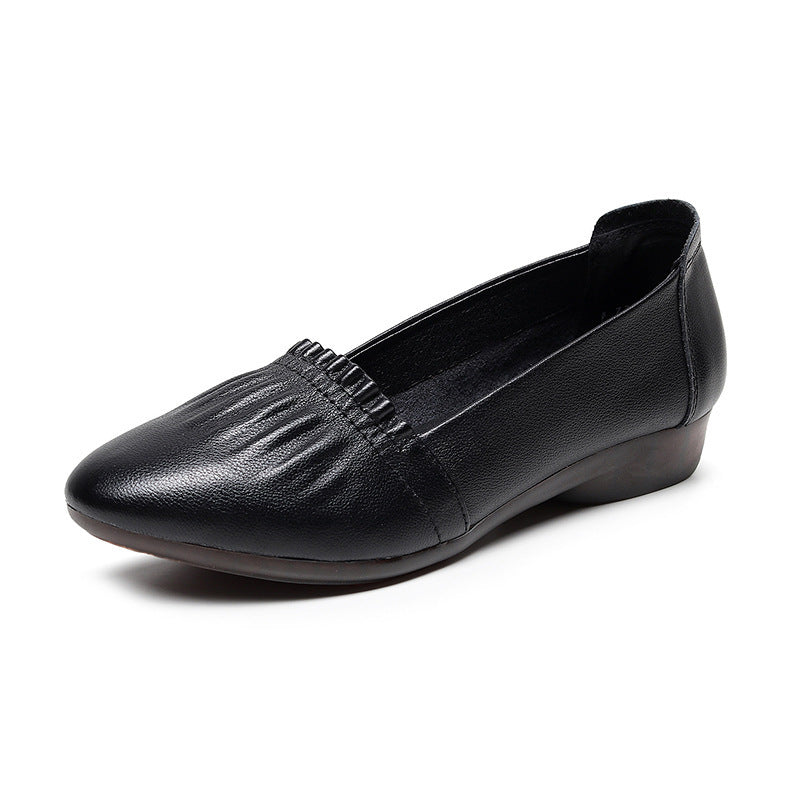 Women’s Genuine Leather Cowhide Flats – Office Lady Fashion Shoes, Classic Loafers, Comfortable Slip-On Footwear