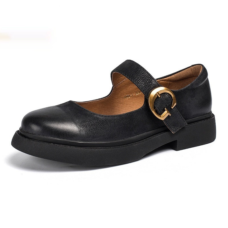 Vintage Mary Jane Women’s Small Leather Shoes with Buckle