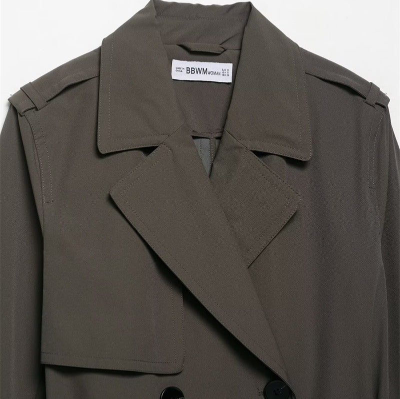 Women’s Hydrophobic Windproof Double Breasted Trench Coat – Elegant Water-Repellent Long Outerwear